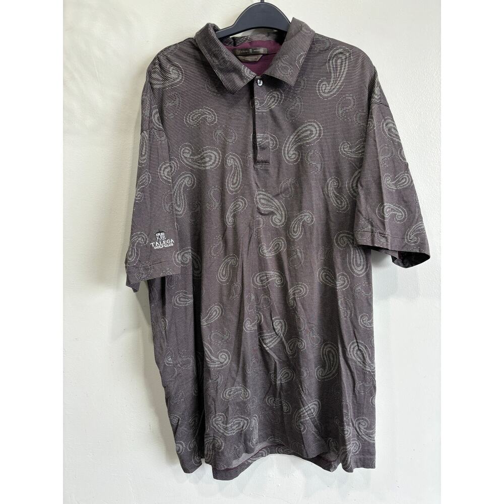 Tiger Woods Shirt Mens Size XXL Gray Paisley Short Sleeve Golf Polo